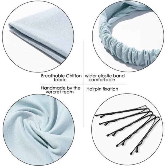 Hair scarf headband set boho triangle bandana non slip elastic hair accessories - Picture 3 of 7